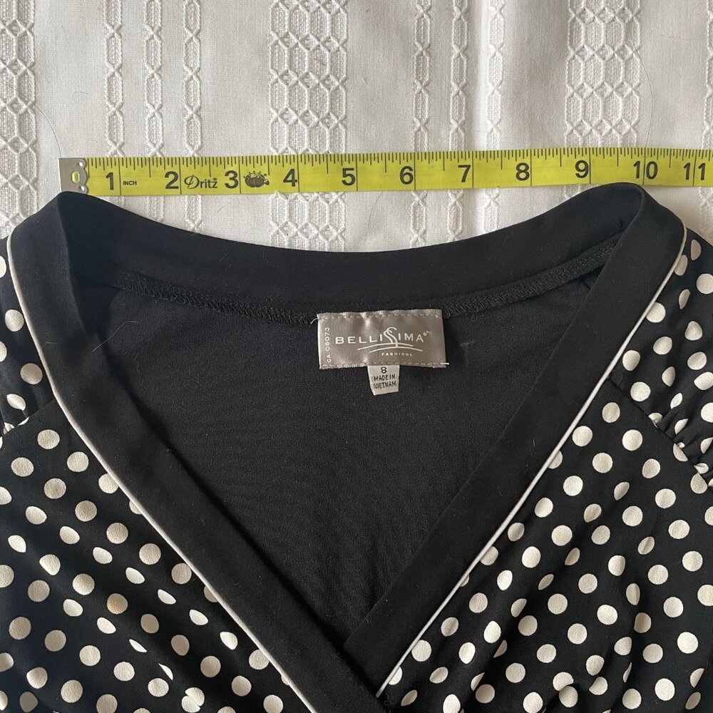 Bellissima Retro Midi Polka Dot V-Neck Dress - Picture 11 of 11